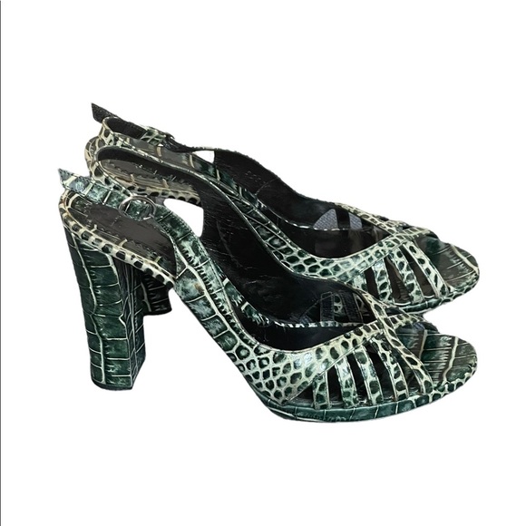 Casadei animal print green/beige heels size 8.5M - Picture 2 of 14